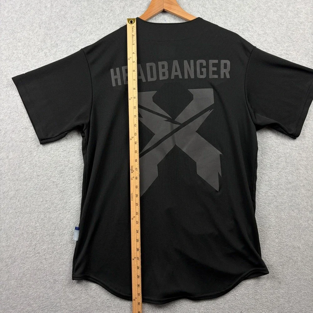 Excision Headbanger X Majestic Baseball Jersey Mens Medium Black Reflective